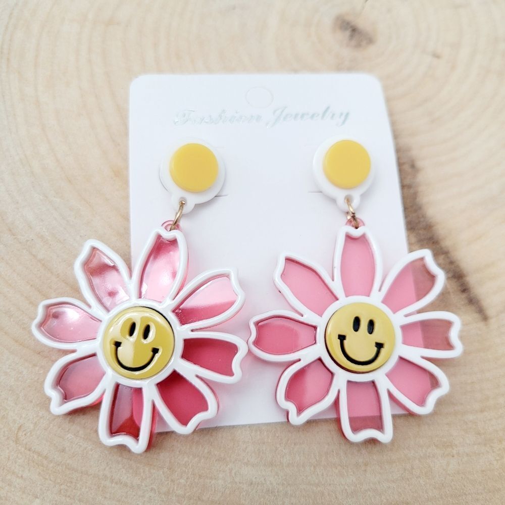 Brand New Red & Yellow Flower Earrings